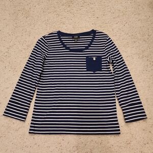 Striped Navy and White Long Sleeve Top
